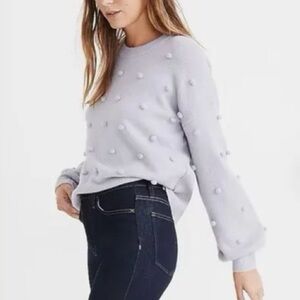 Madewell Periwinkle Pom Sweater